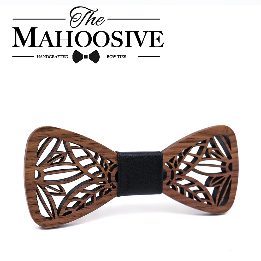 Mahoosive Leaf Wooden Bow Ties for Men Bowties Cut out Butterflies Wedding suit wooden bowtie Shirt krawatte Bowknots Slim tie