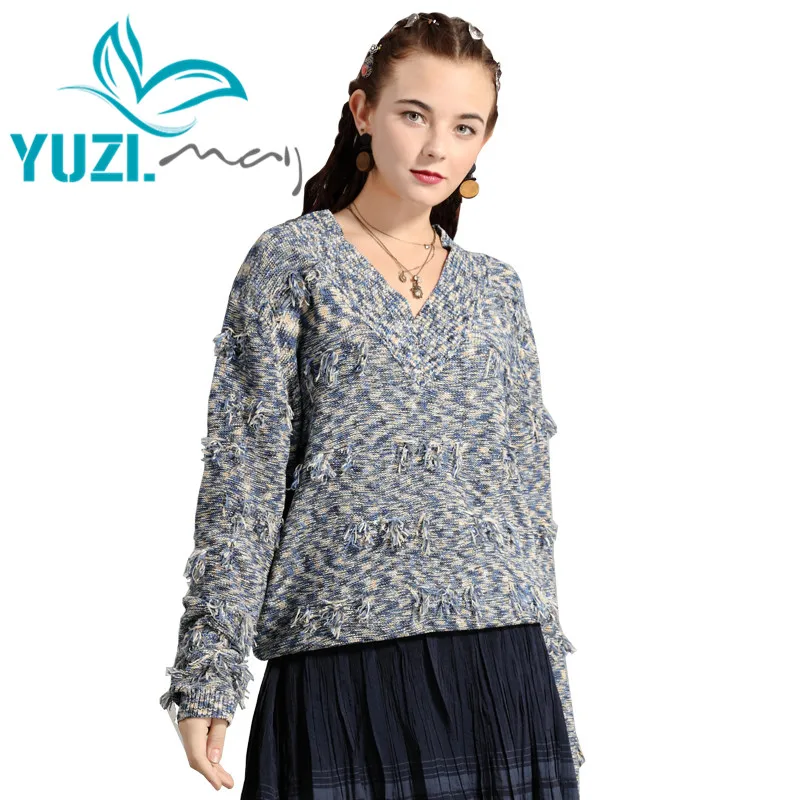 

Sweater Women 2019 Yuzi.may Boho New Cotton Wool Women Pullover V-Neck Loose Pullovers B9295 Sweaters