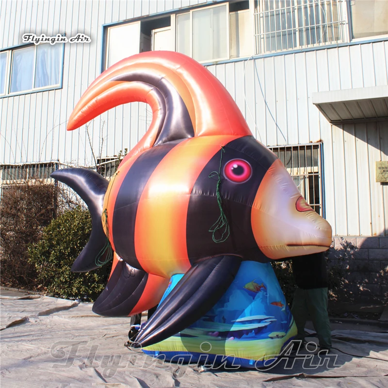 4m Large Colorful Inflatable Tropical Fish Balloon Airblown Marine Animal Statue Replica For Aquarium Decoration