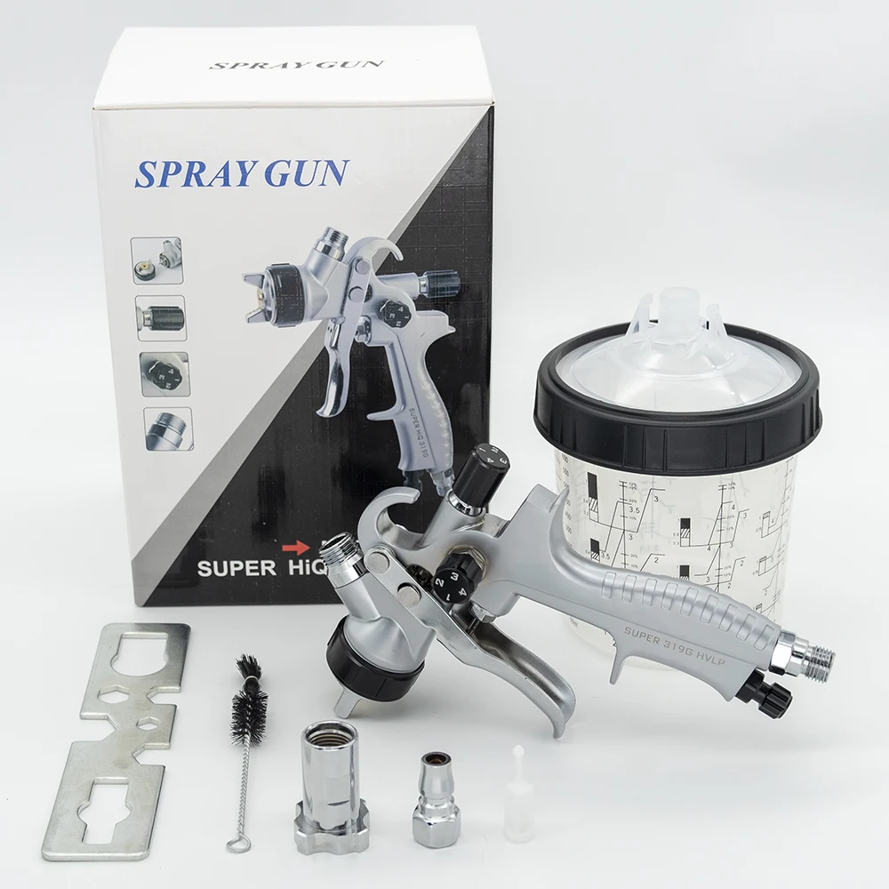 Atomization สูง Professional HVLP 319สีสเปรย์ปืนกับถ้วยผสมสำหรับจิตรกรรมรถ Air Spray Gun Airbrush
