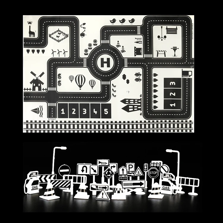 赤ちゃん用の接続されたフロアマット,都市の地図,車,都市,駐車場,ロケーションマップ,トラフィックの署名,赤ちゃんの登山用ゲーム