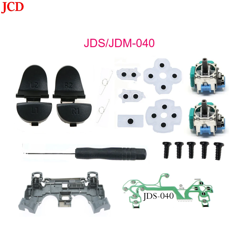 Jcd 1 conjunto para ps4 pro controlador fino r2 l2 botões de gatilho sensor 3d analógico polegar vara tampas & parafusos ferramentas