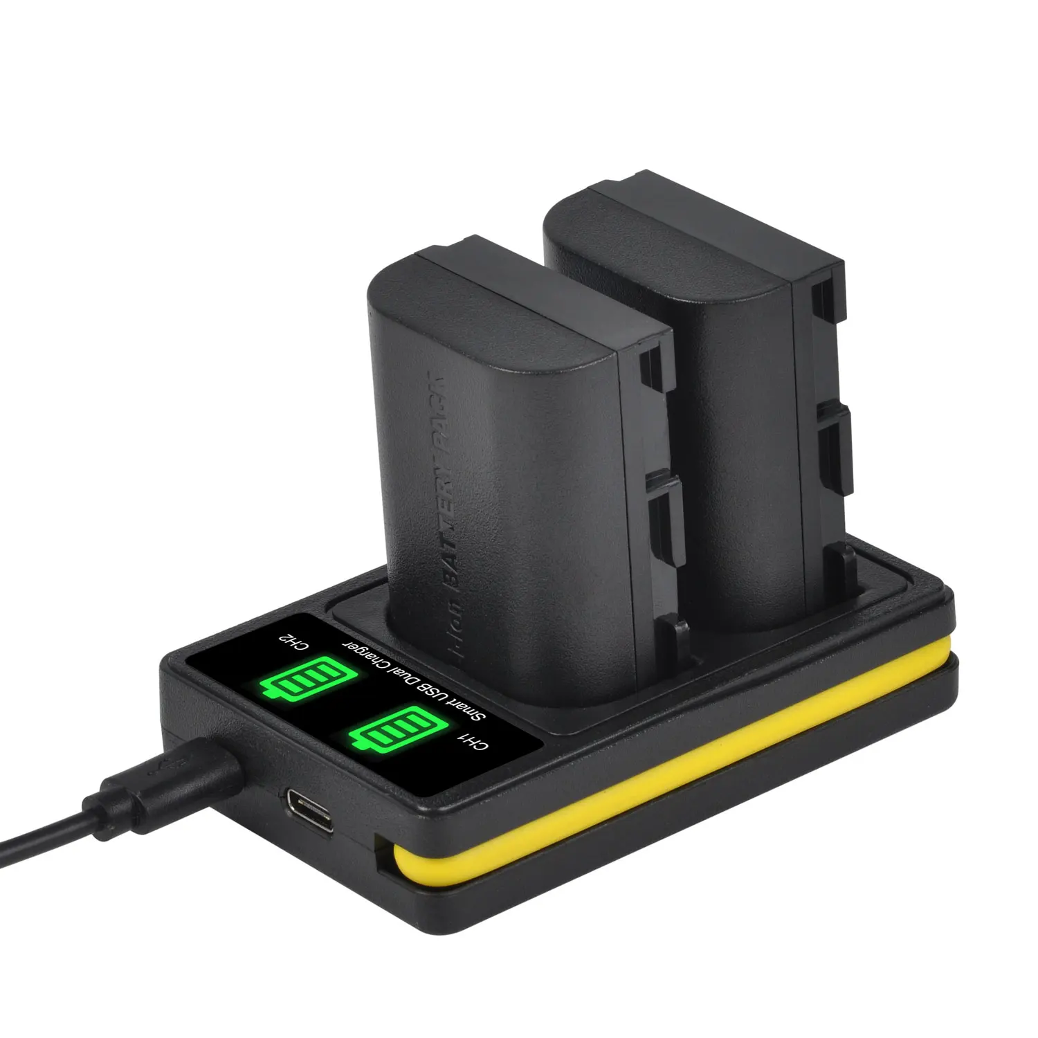 DuraPro-Bateria e carregador USB duplo de LED com porta tipo C, Canon 5DS R 5D Mark II III, 6D, 7D, 60D, 60Da, 70D, 80D, R5, R6, LP-E6N