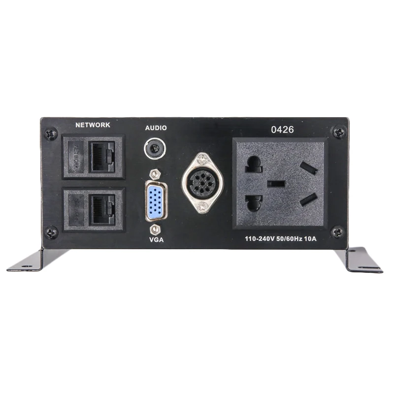 Multimedia Desktop Socket Zinc Alloy Information Panel with 3.5mm Audio VGA Aviation 8-pin microphone Socket Dual Network Port