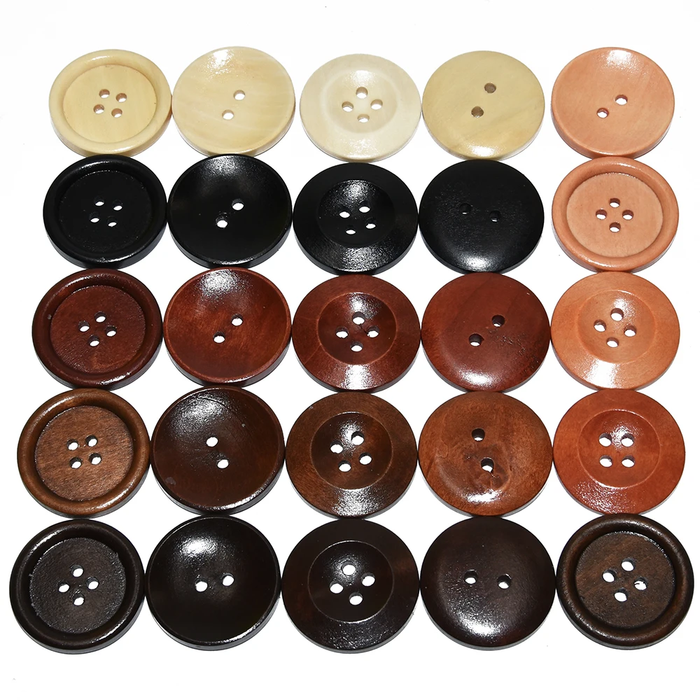 10PCs 30PCs 10mm-40mm Round Suit Decor Piping Wooden Buttons DIY Sewing Scrapbooking Crafts For Clothes Handmade Wood Button