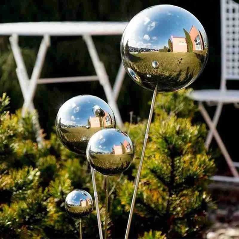 Steel Round Ball Hollow Gazing Ball Christmas Ball Decoration Mirror Polished Shiny Gold Sphere For Garden Supplier