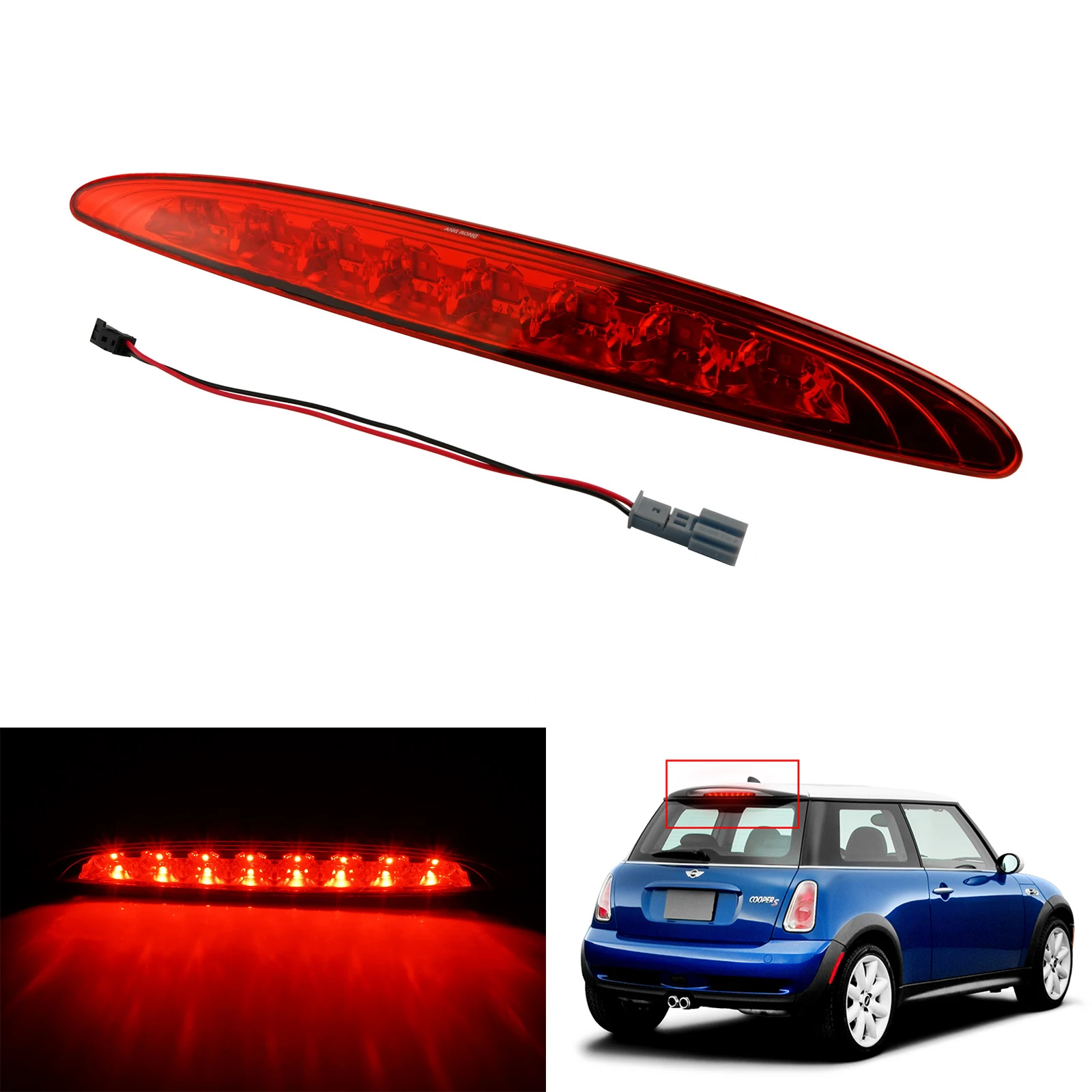 

Fits Mini Cooper R50 R53 2001-2006 LED High Level Third Brake Stop Light Red Lens