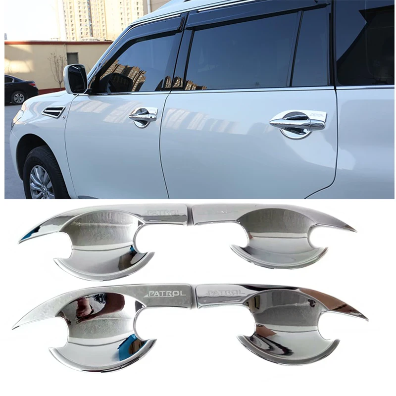 For NIssan Patrol Armada Y62 Accessories 2013 2014 2015 2016 2017 2018 ABS Chromed Door Handle Bowl Trim 4pcs