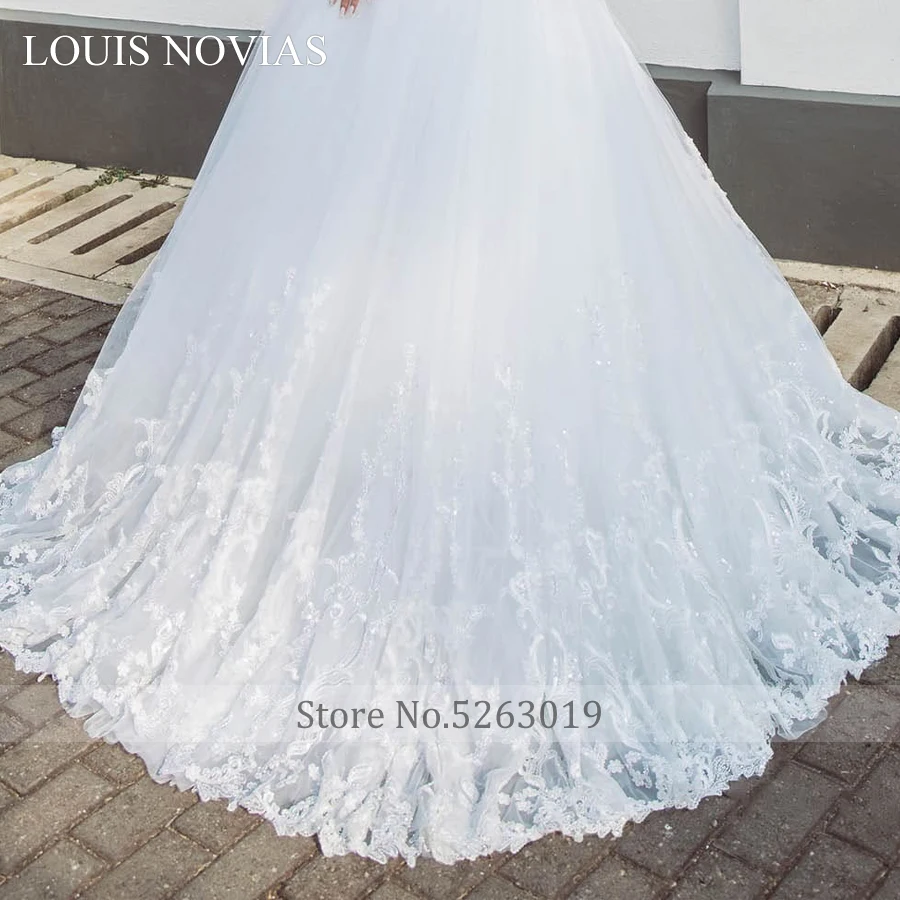 Louis Novias Elegante di Tulle Dell'innamorato Sexy Backless Del Merletto di Sogno di Lusso Treno Abito Da Sposa Romantico Abito Da Sposa Su Misura Made