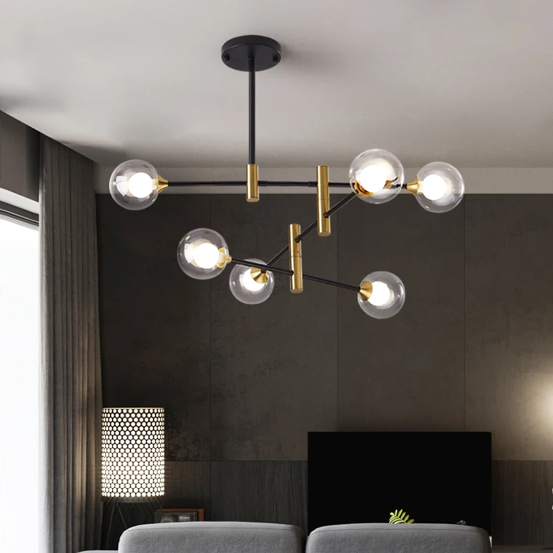 

LED Glass Chandelier Lustre home interior lighting Magic Bean Chandelier luster Molecule Restaurant Bedroom pendant Lamp