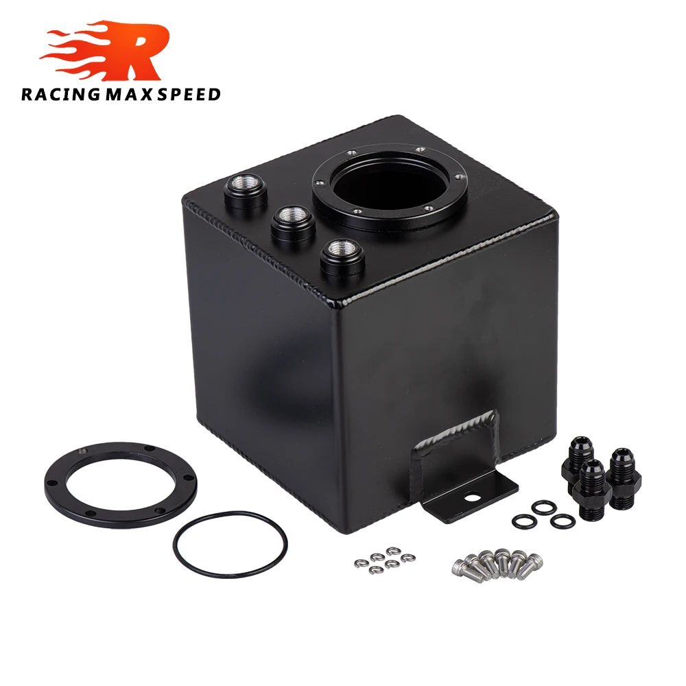 2L BLACK BILLET ALUMINUM FUEL SURGE TANK / SURGE TANK + HIGH QUALITY EXTERNAL 044 FUEL PUMP FST2L-044