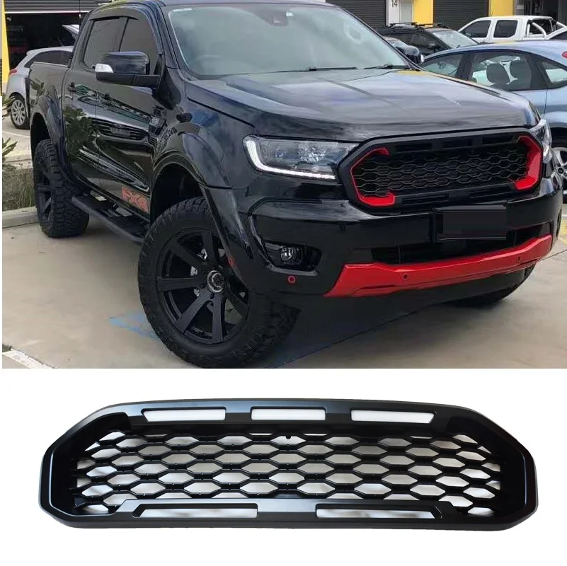 Dood Front Racing Grills with Led Grill Lights For 2018 2019-2021 Ranger T8 XL XLT limited Car Abs Grill Grille Auto Accessories