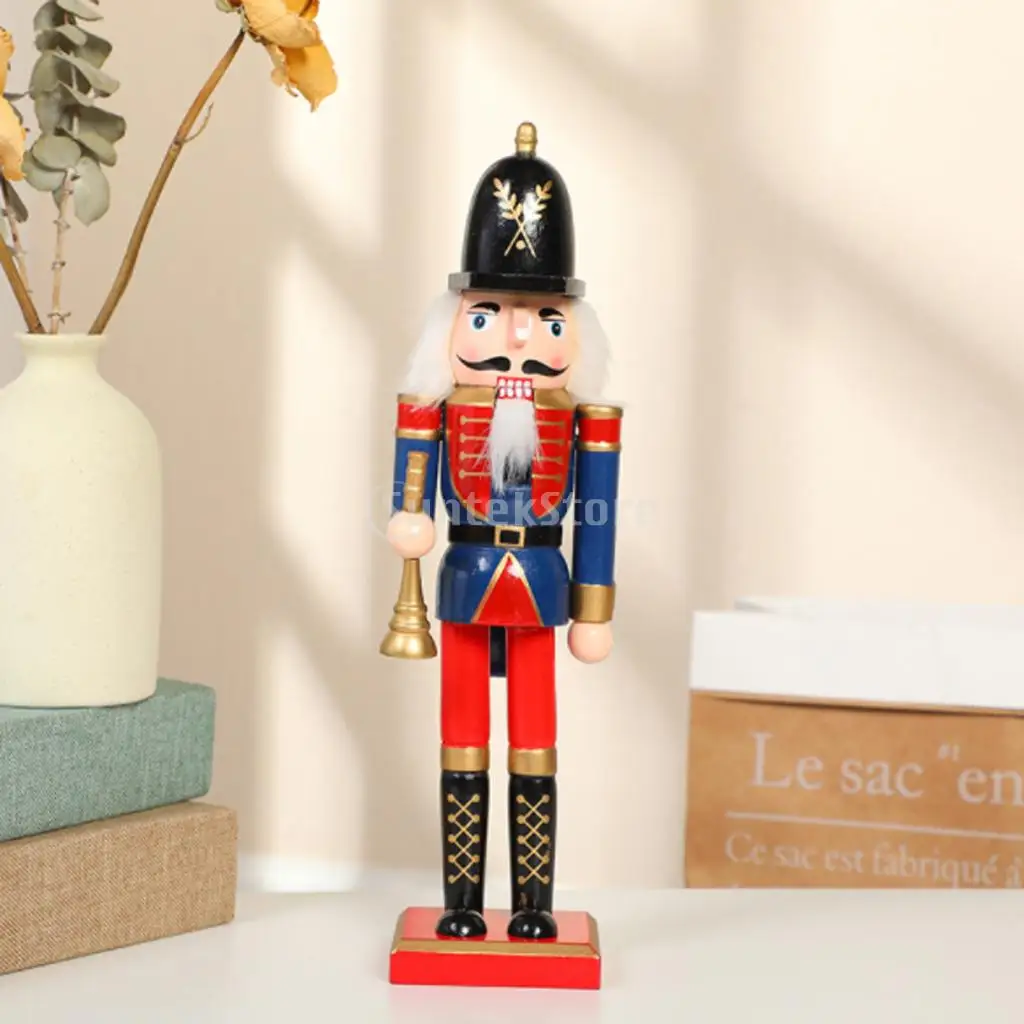 Wooden Nutcracker 30cm Tall, Multi-Coloured Soldier on Stand, Christmas Decorations Nutcrackers Decor Figure Handcraft Puppet
