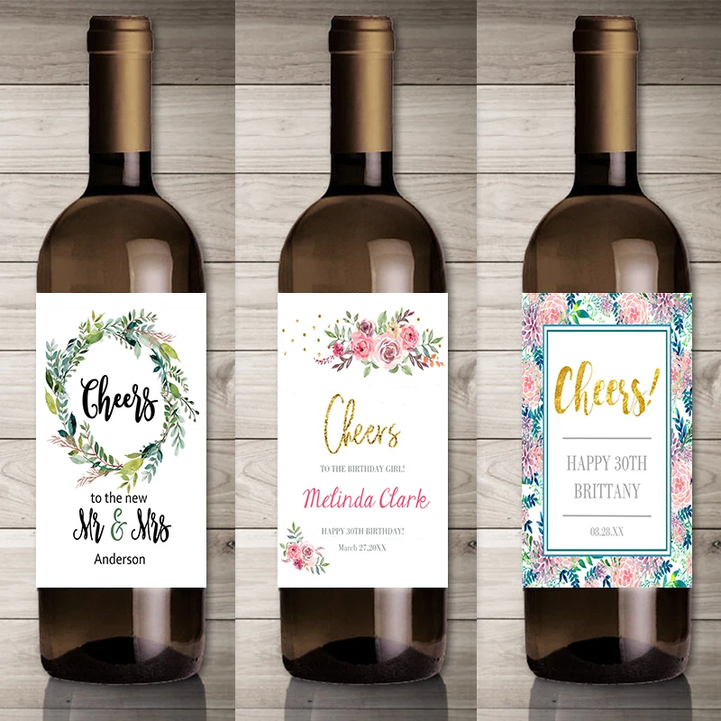 20pcs Custom Name Date LOGO Wine Bottle Labels Personalized Stickers Wedding Champagne Packaging Stickers