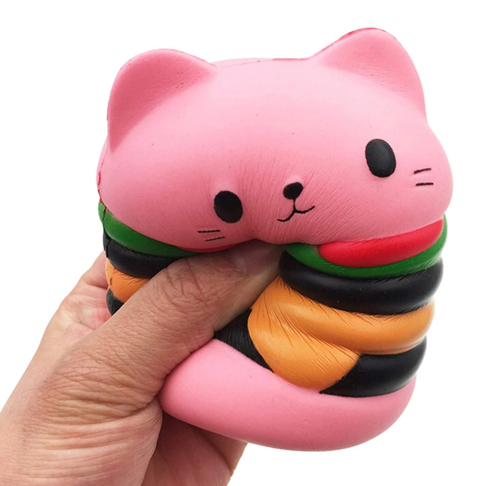 New Squishies Toy Cat Head Hamburger Squishy Simulated Bread Soft Safe Slow Rising Squeeze Toy Kids Cartoon Stress Relieve Toys