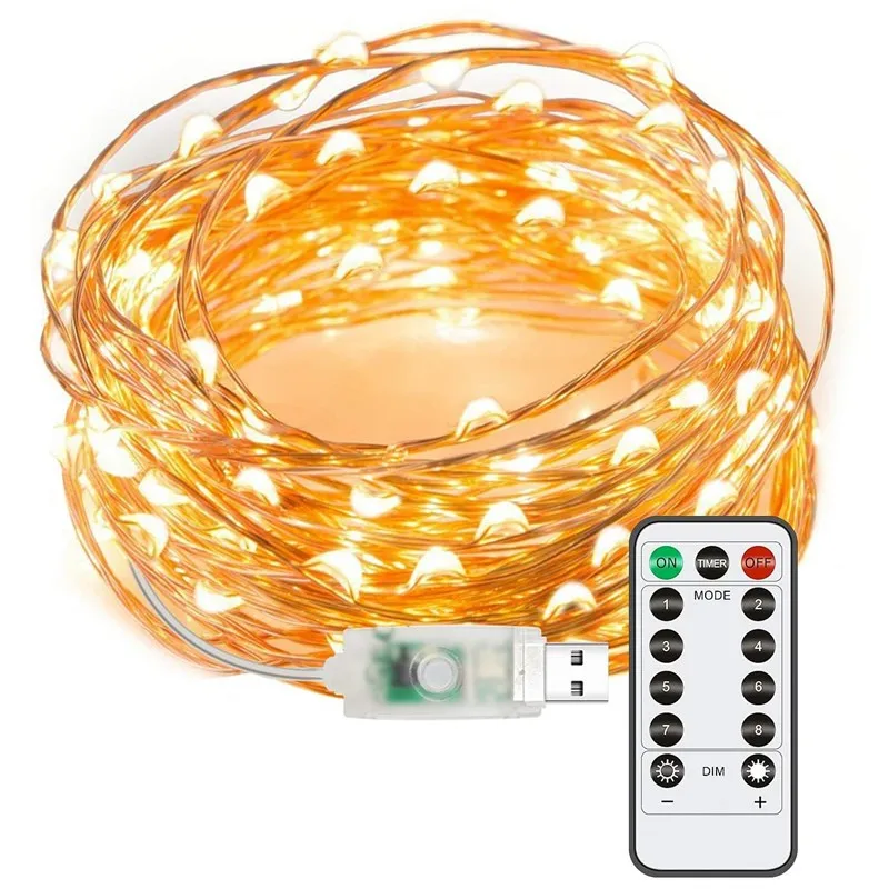 10 Meters 5V USB RGB LED String Lights 8 Modes Waterproof Christmas  Indoor Decoration  Xmas Garland Fairy Lighting