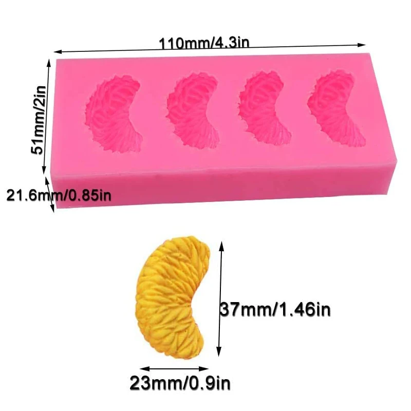 4Cavity Tangerine Silicone Mold 3D Orange Petal Silicone Molds for Soap Candle Making Ornaments for DIY Cake Decoration