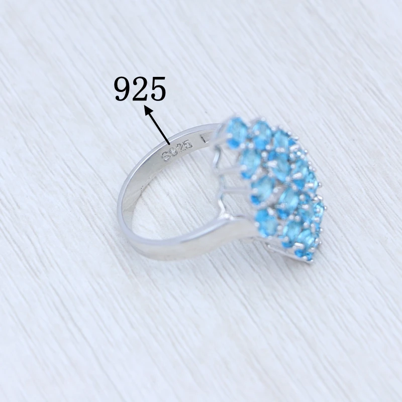 Bague de mariée transparente en argent Sterling 925, zircon cubique bleu ciel, accessoires bijoux de mariage, Noble