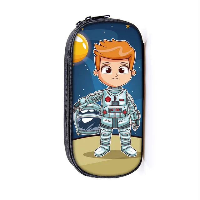 Cool Astronaut / Spaceship print Pencil Bag Starry Night Galaxy Kids Stationary Bag Boys  Pencil Box students  School Supplies