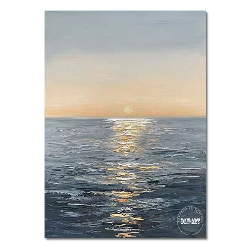 

The Sun Just Emerged From The Sea Abstract Pictures For Western Restaurant Decor Handmade Canvas Oil Painting Wall Art No Framed