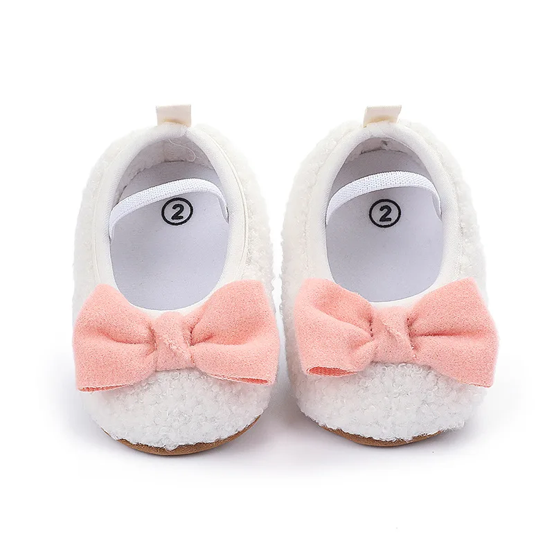 Spring Toddler Girl Crib Shoes Warm Newborn Baby Girls Bowknot Soft Sole Casual Shoes Cute Infant Prewalker