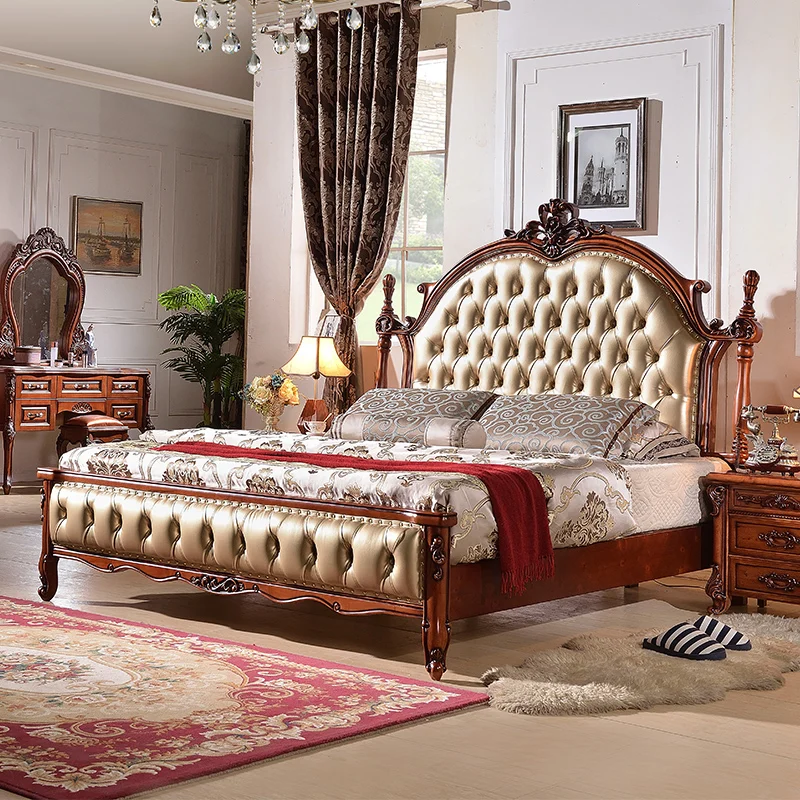 European bed double bed 1.8 meters all solid wood master bedroom European wedding bed factory direct European style