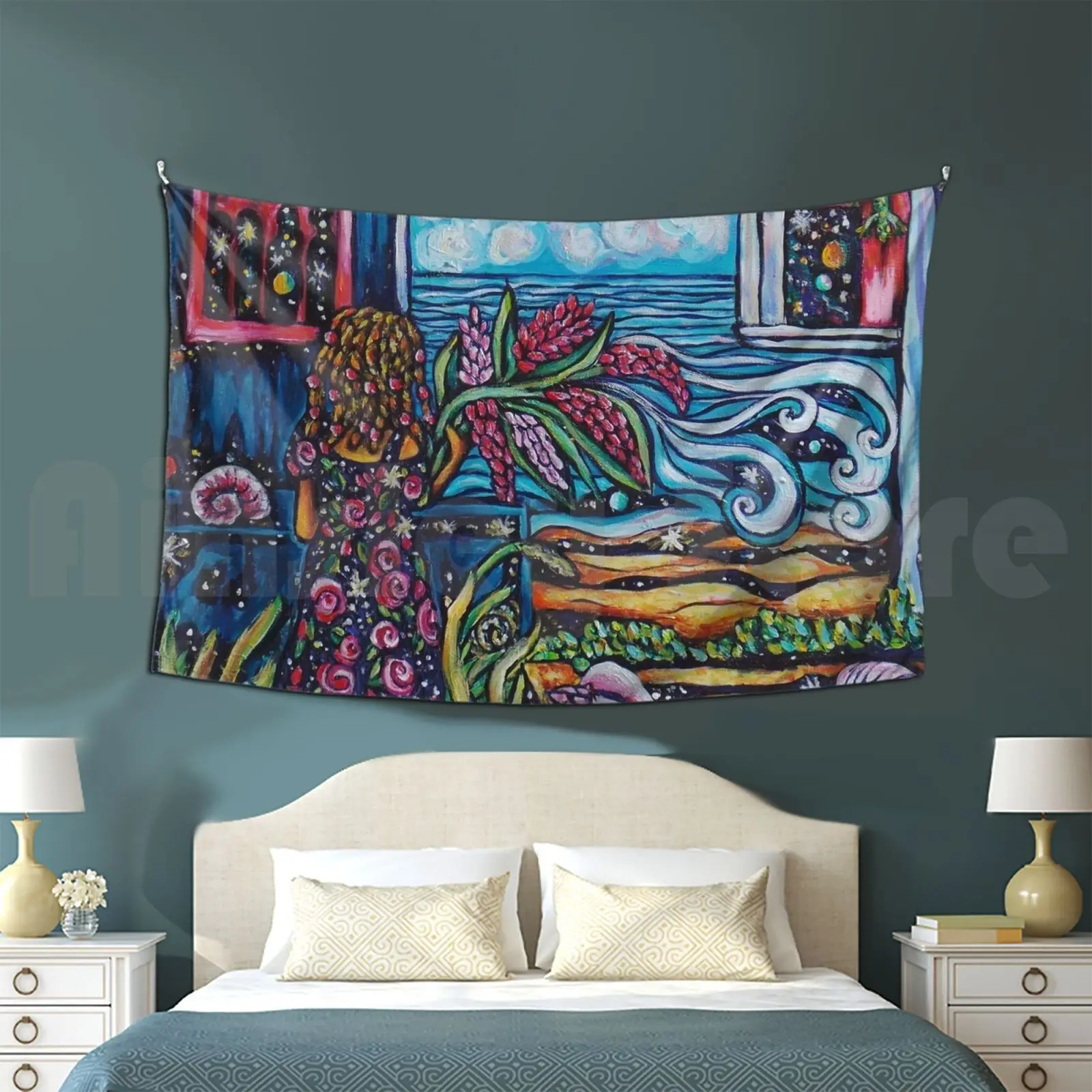 Funeral Flowers For The Future Tapestry Living Room Bedroom Tropical Flowers Caribbean Sea Grenada