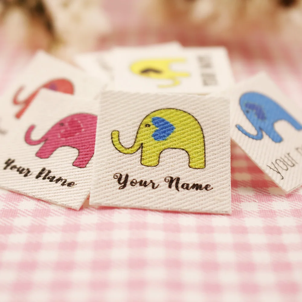 Organic Iron on Name Labels, Cotton with Logo or Text, Sewing Label, Organic,30X30mm, 48 Pcs