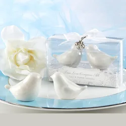 1 SET X White Ceramic Birds Salt&Pepper Shakers in Elegant Gift Box with Charm Wedding Gift Bridal Shower Favors