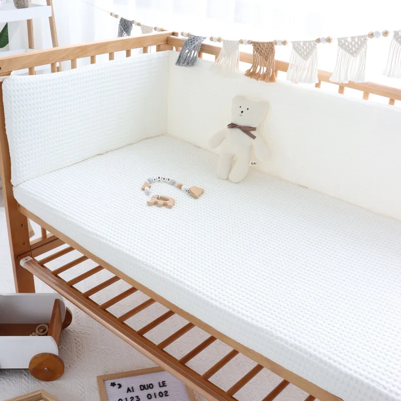 Cotton Big Waffle Bumper Crib Surrounding Baby Bed Semi-Enclosure Block Bumper Anti-Collision Wall Block Side Soft Protect