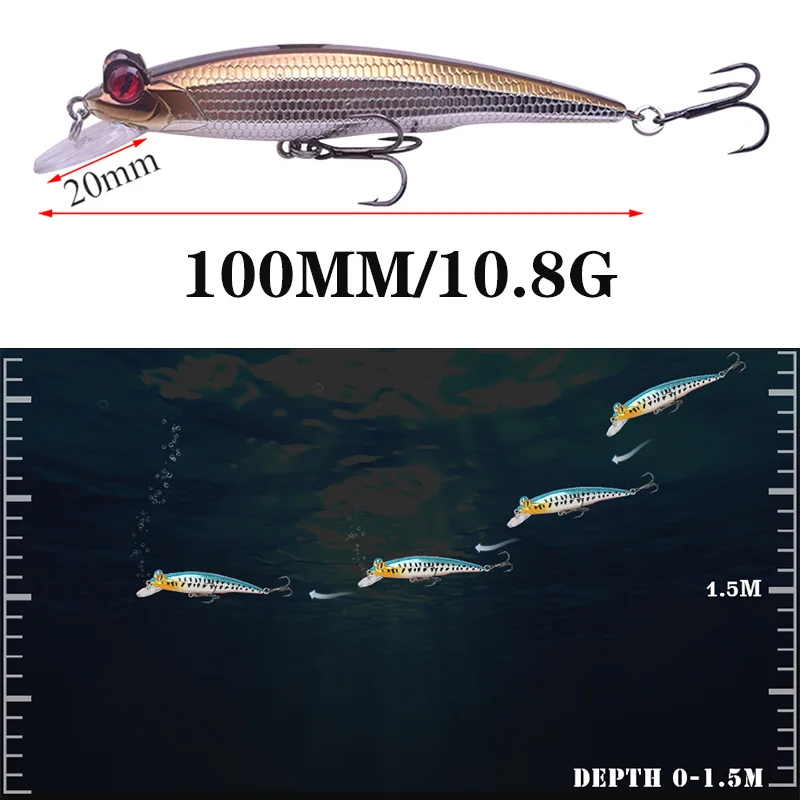 1Pcs High Quality Minnow Hard Fishing Lures 11cm 11g Mirror Lure Rattling Bait Crankbait Wobbler Fishing Tackle Leurre For Pike