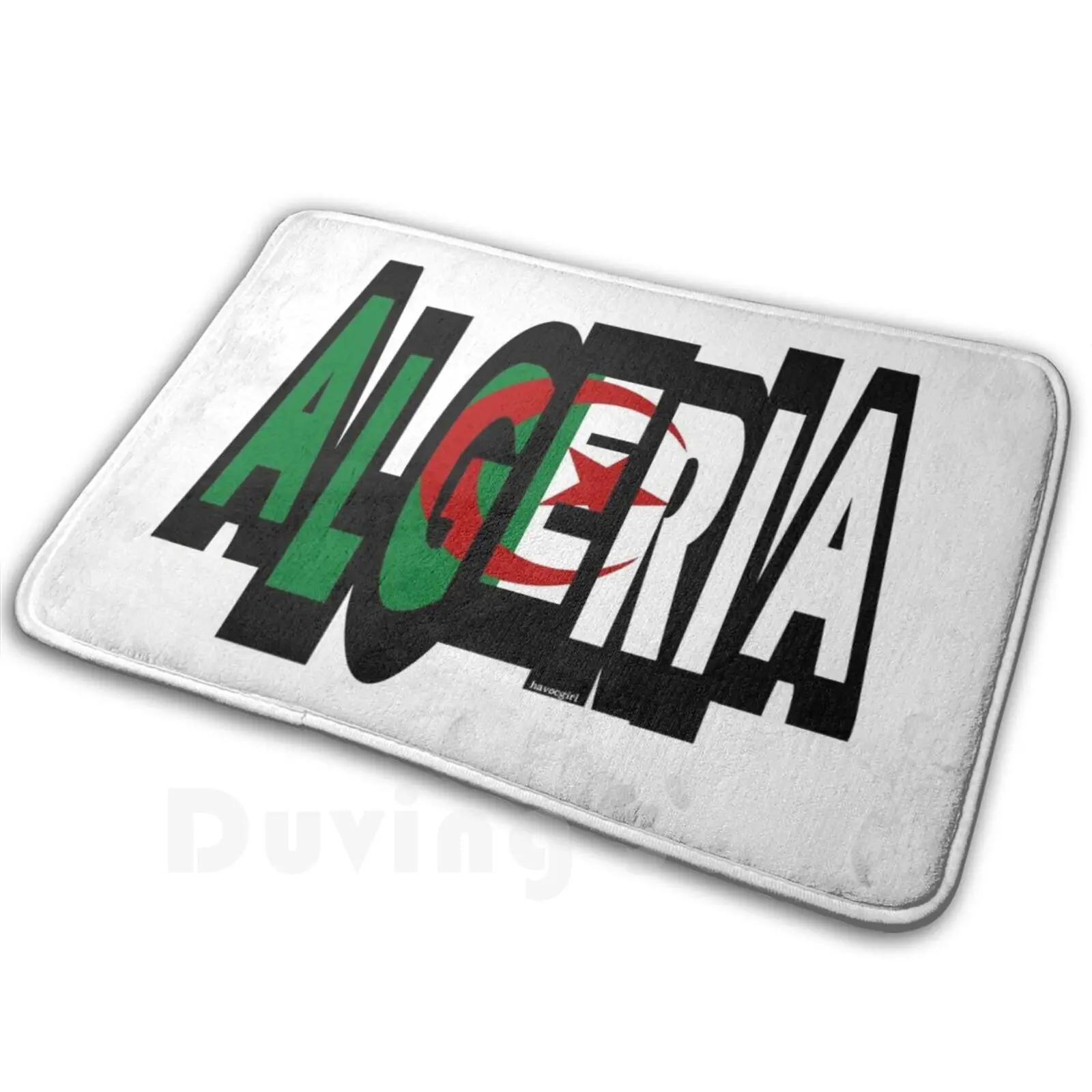 Algeria Font With Algerian Flag Soft Non-Slip Mat Rug 2658 Carpet Cushion Algeria Algerian Algiers Font Fonts