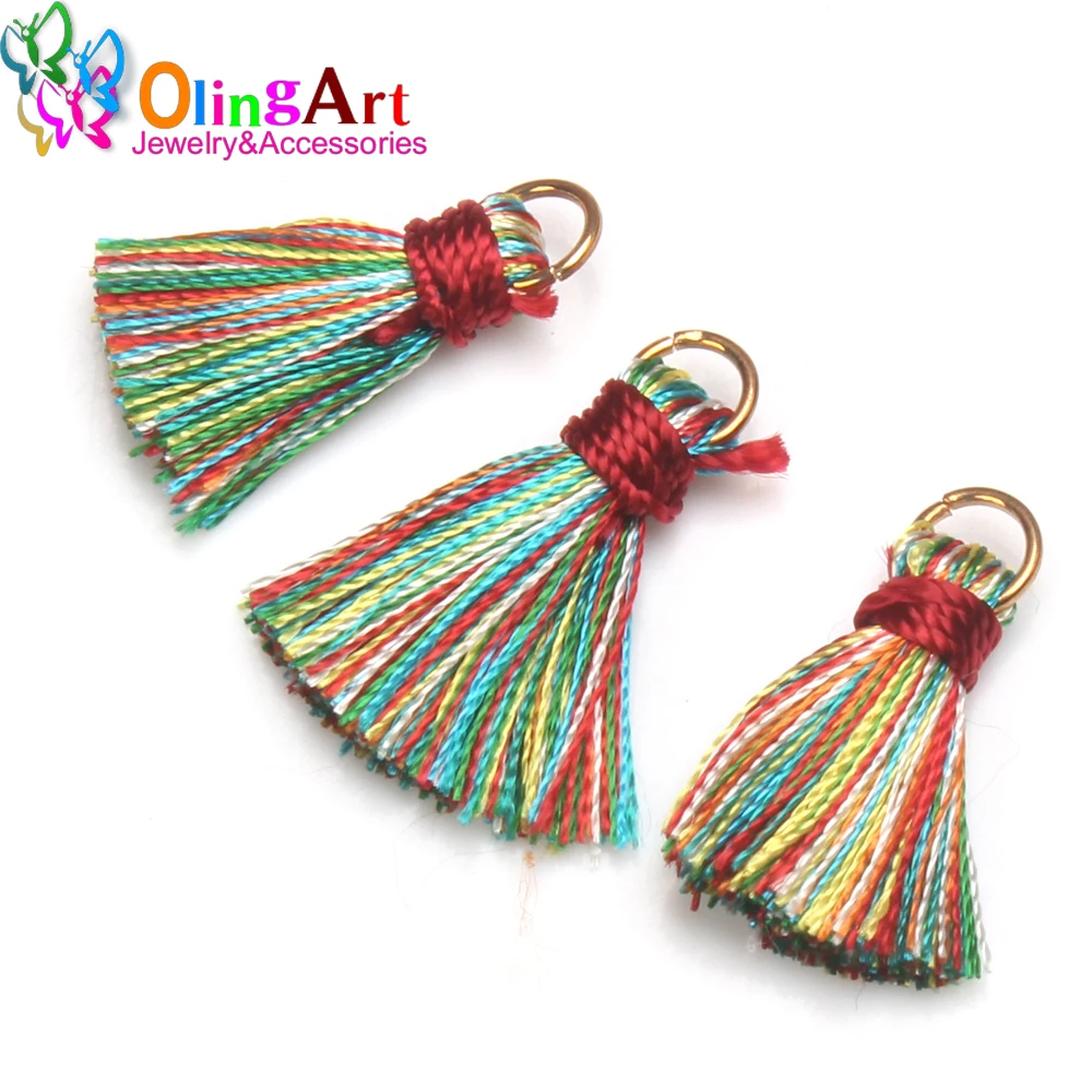 Olingart Colorful Silky tassel Charms /cotton tassels/mini tassel/jewelry making DIY Pendant Drop earrings Necklace Bracelet