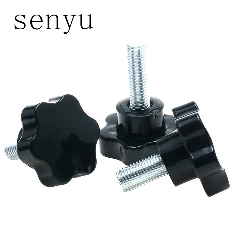 

M12 M14 M16 1pcs Thread Replacement Star Hand Knob Bakelite Hand Tighten Screw Tightening Screw Black Head diameter 60mm