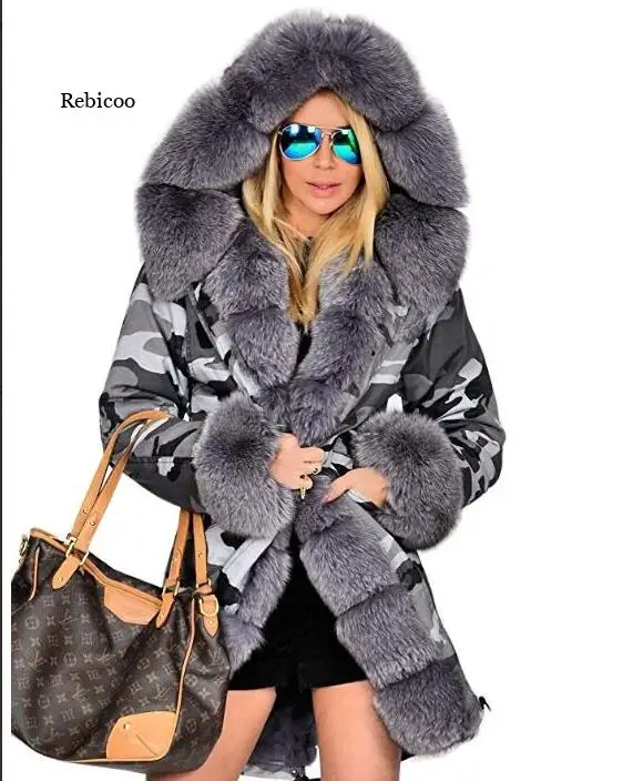 Winter Women fleece inside parkas  thick warm mid-Long Hooded parkas Jackets fur inside female slim padding parkas