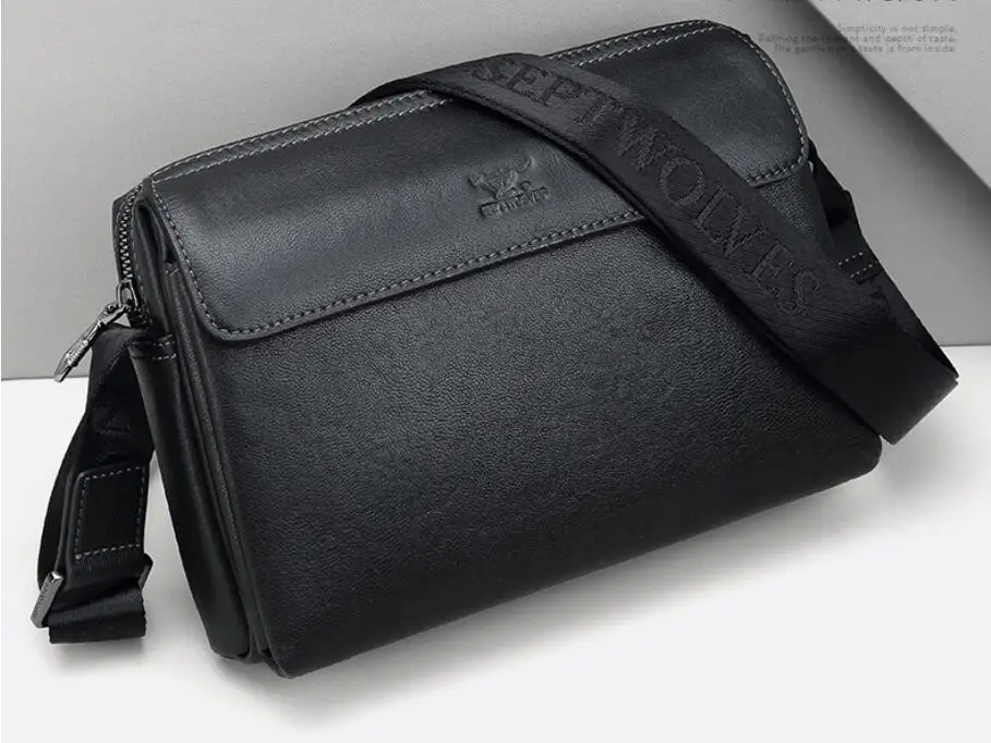 Septwolves Men Genuine Leather Shoulder Bag Crossbody vertical bag soft leather leisure first layer leather male backpack