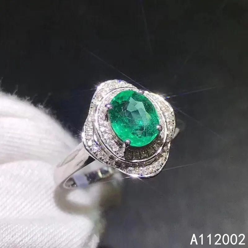 

KJJEAXCMY fine jewelry natural Emerald 925 sterling silver new adjustable gemstone women ring support test fashion popular