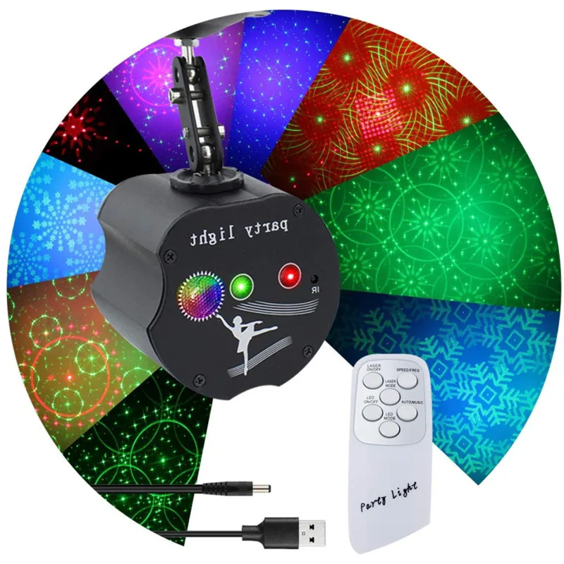 48 Patterns DJ Party Lights With Strobe Disco Lights LED Laser Stage Lights Sound Activated Flash Projector Lamp With Remote