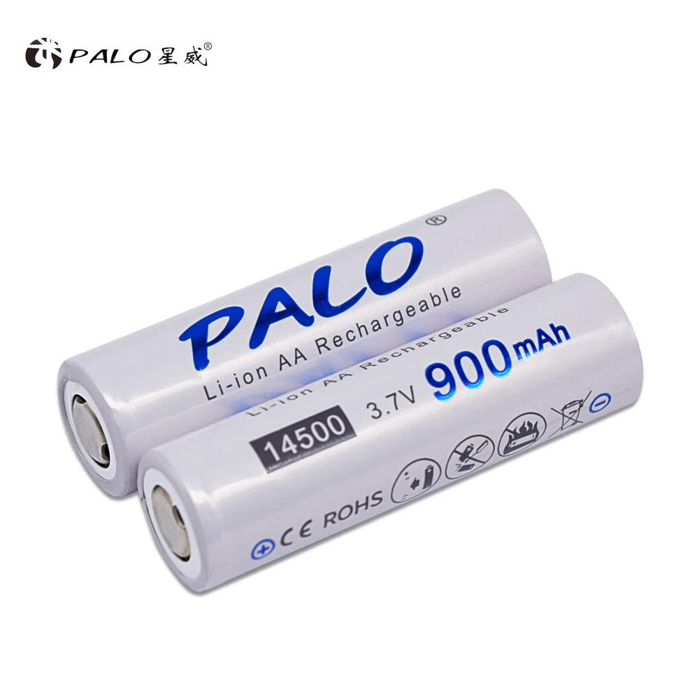 PALO 3.7V 14500 900mAh akumulator litowo-jonowy akumulator14500 AA ogniwo litowe baterii + opakowanie na baterie do latarek reflektory