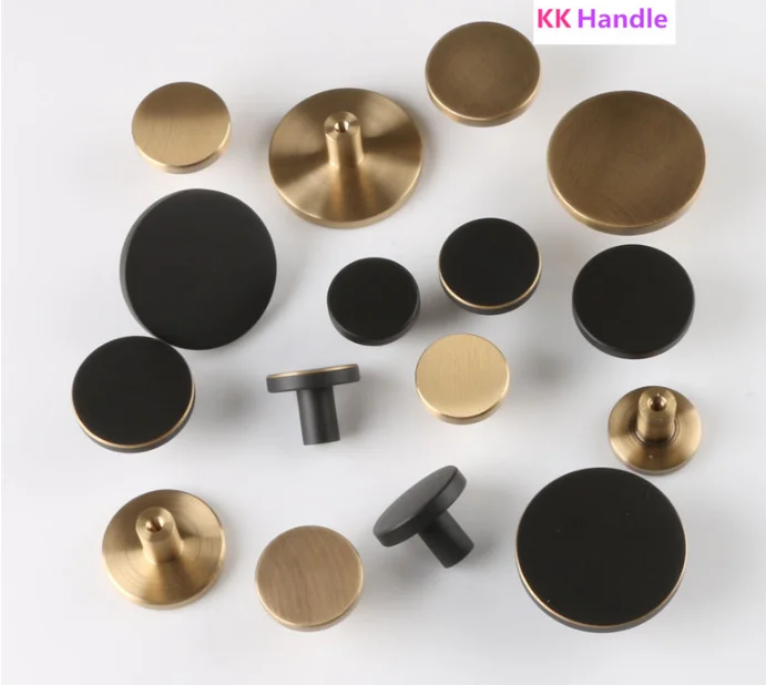 Scandinavian Minimalist Round Brass Drawer Closet Cabinet Door Single Hole  Gold Button Small Pull Drawer Knobs and Pulls