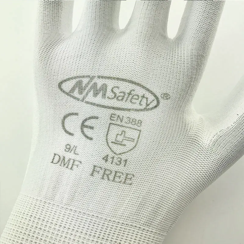 High Quality 12Pairs Anti Static ESD Working Gloves PU Coated Palm Protect Safety Glove DMF Free Type.