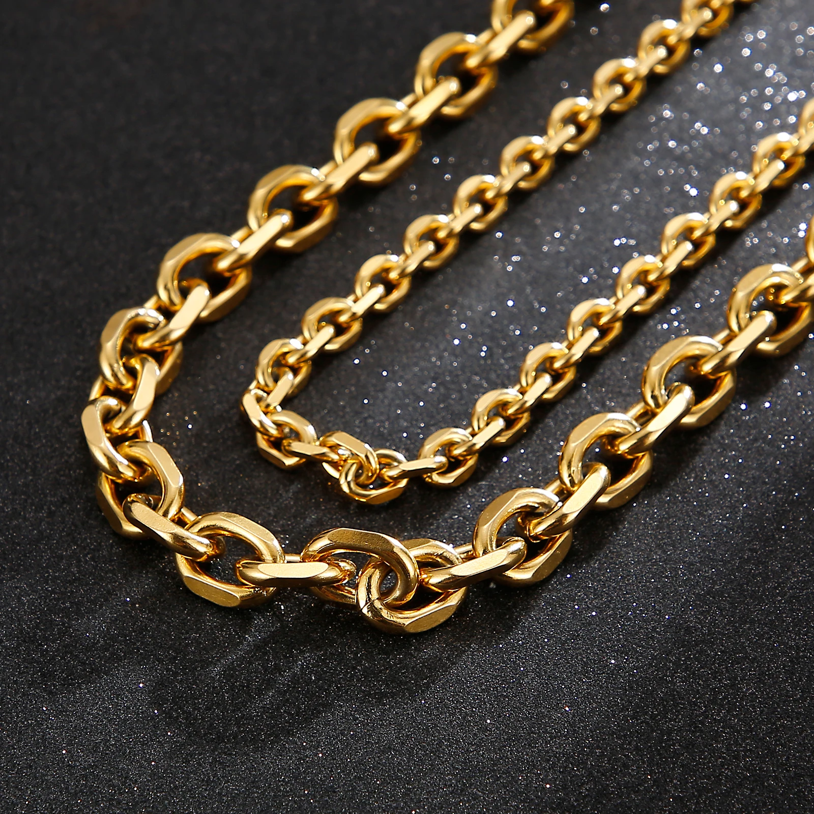 Mens Necklace Oval Chain Stainless Steel Silver Gold Color Rolo Link Chains Necklace for Men Cuban Necklace Jewelry