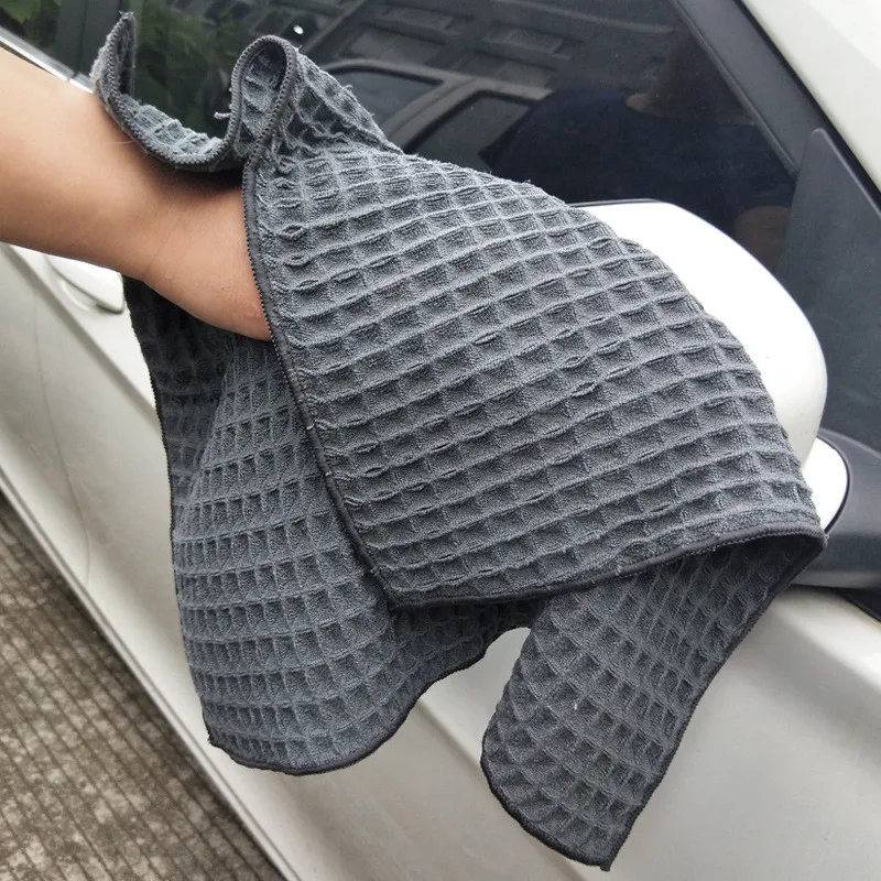 Car 40x40cm Wash Towel Glass Cleaning Wax Polishing Detailing Waffle Weave Towel Car Cleaning Microfiber Cloth Kitchen Cleaner