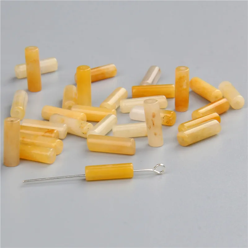 10pcs/Lot 4X13mm Natural Stone Beads Quartz Jaspers Crystal Round Tube Cylinder Spacer Beads Pendant Charm For Jewelry Making