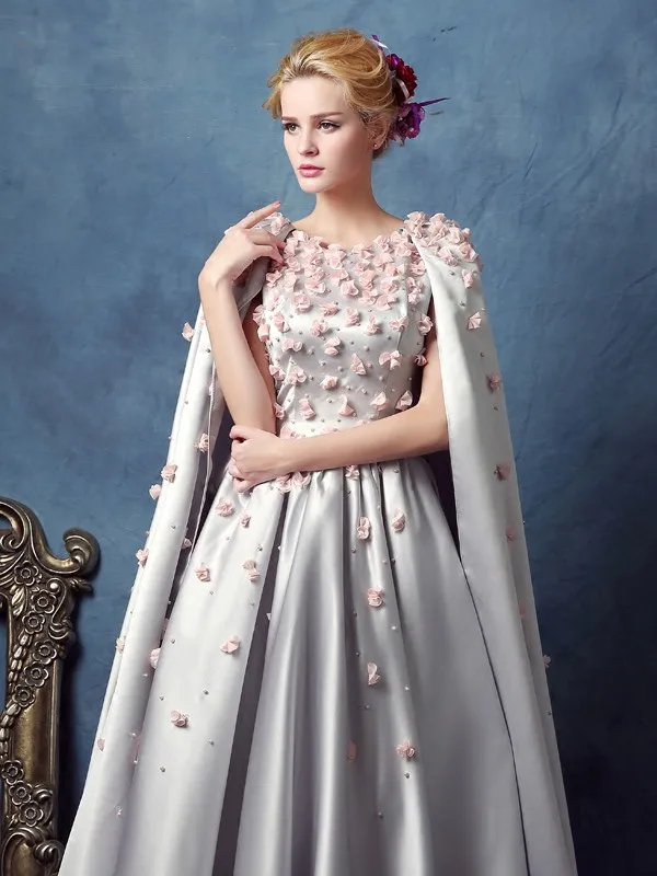 Vintage Zilveren Bloemen Parels Thee-Lengte Arabische Dubai Prom Dress 2021 Met Kapmouwtjes Formele Avondjurken Vestidos De festa