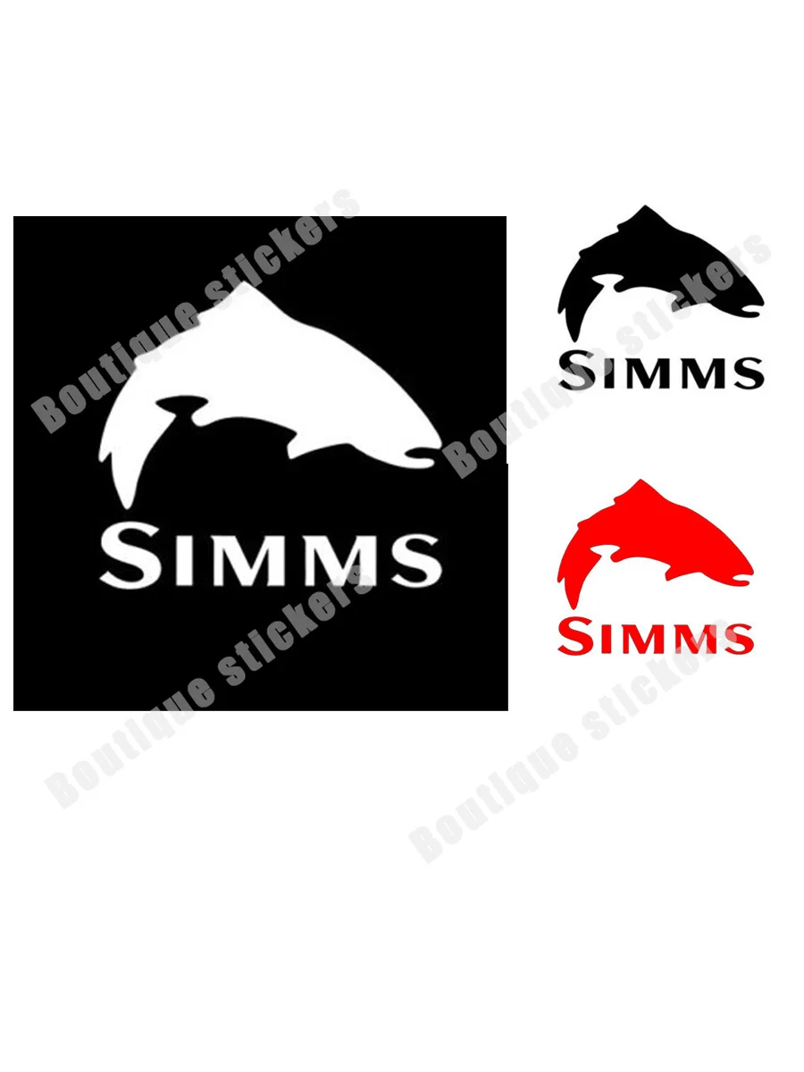 Simms Fishing Outdoor Sports Trout Vinyl Decal Sticker Car Window Cooler Truck Bumper Boot Art Pattern Windshield Accessories