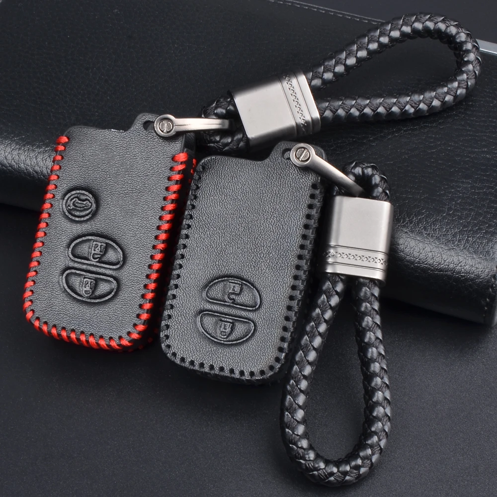 Leather Car Key Case Cover For Toyota Land Cruiser Prado 150 Camry Prius Crown For Subaru Foreste XV Keychain Holder