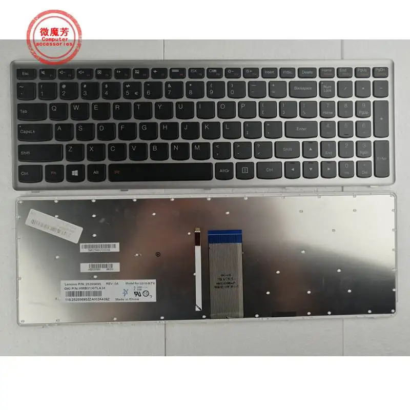 US silver New English Replace laptop keyboard For Lenovo U510 U510-IFI z710