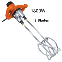 1800W Cement Mixer Concrete Grout Painting Hand Power Mixer 6 Speed 2 Blades