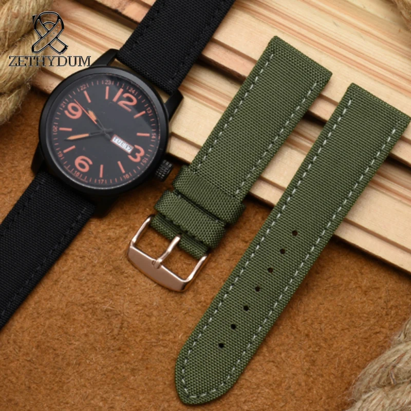 Climbing Nylon Watch watch belt  Citizen BM8475 Timex  Handmade Waterproof canvas watchband 20mm22mm 23mm strap Green blue black